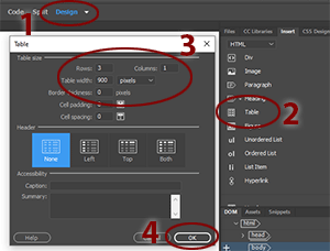 Dreamweaver opaskirja opas kotisivu www-sivu homepage www-site guide design Table