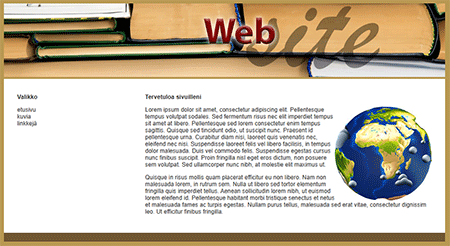 Dreamweaver opaskirja opas kotisivu www-sivu homepage www-site guide exemple esimerkki malli